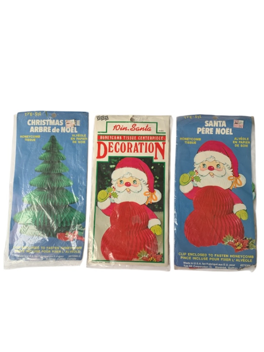 Vintage Tye-Sil Honeycomb Decor| Christmas Set (3) - with original packaging